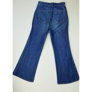 Doen Size 26X28 Women's Wide Leg Flared High Rise Blue Denim Cotton Jeans USA